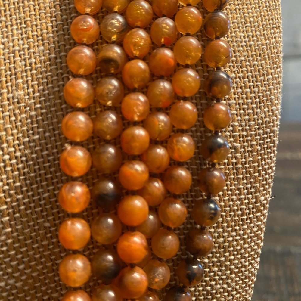 Vintage Carnelian Agate beaded Multi Strand Necklace - Picture 6 of 11